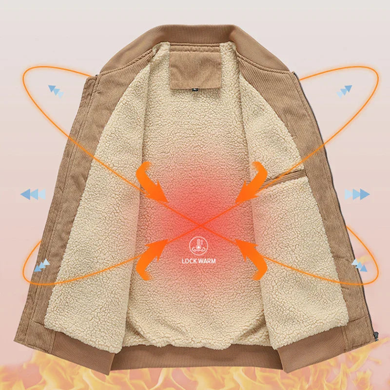 Crocksy Men’s Cotton Padded Winter Jacket – Warm Fleece-Lined Thermal Coat